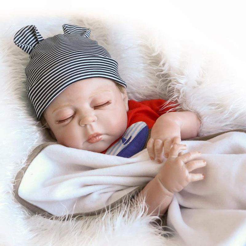 23" Full Body Silicone Reborn Baby Sleeping Doll Soft Vinyl Lifelike Newborn Boy 