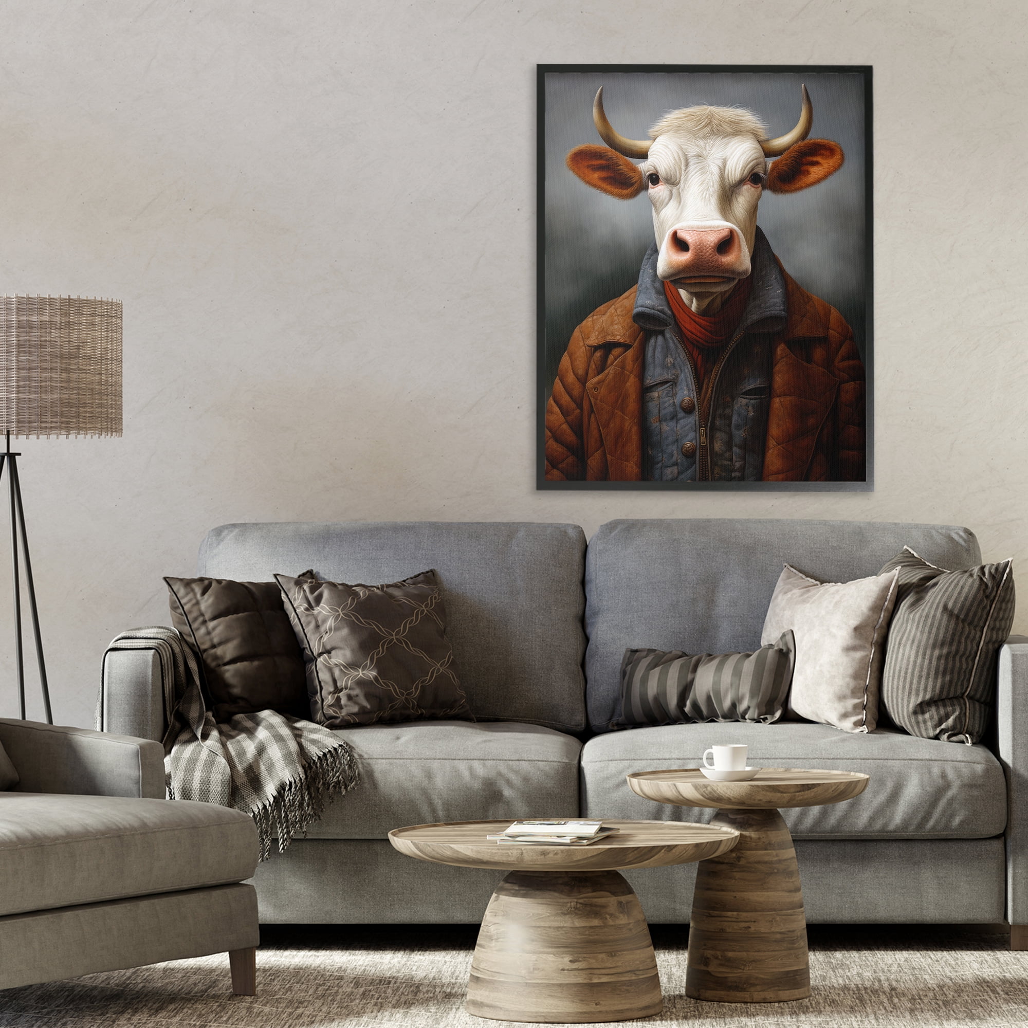 Stupell Industries Chianina Style Cow Black Framed Giclee Art, design by Ray Powers