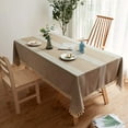 thumbnail image 3 of Linen Tablecloth Rectangular Beige Table Clothe Cov Heavy Duty Kitchen Table Cloth with Ta el 55×86 inch for Dining Party Decor, 3 of 7
