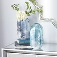 thumbnail image 3 of DecMode 12", 11"H Handmade Blown Blue Glass Vase, Set of 2, 3 of 12