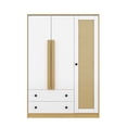 thumbnail image 4 of Glavbiku 3 Rattan Door Wood Wardrobe for Bedroom,Armoire with 2 Drawer,Clothes Storage Cabinet,White, 4 of 11