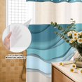 thumbnail image 3 of No Hook Shower Curtain, Turquoise Brown Shower Curtains for Bathroom with See Through Top Window, Teal White Geometric Gradient Stripes Waterproof & Washable Bath Curtain Narrow 54"x78", 3 of 9