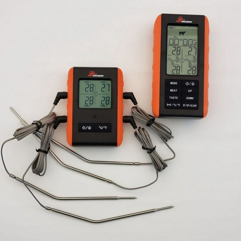 BBQ Dragon 2-Piece Wireless Meat Thermometer with Long Distance Remote and  4 High Temperature Probes BBQD366 - The Home Depot