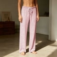 thumbnail image 5 of Jesvior Women'S Striped Loungewear Pants Straight Leg Full Length Sleep Pants with Drawstring Elastic Waist Soft Knit Pajama Trousers for Casual Daily Wear, 5 of 6