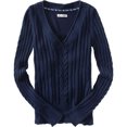 thumbnail image 1 of Aeropostale suéter de punto con cuello en V para mujer, azul, extragrande, 1 of 1