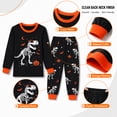 thumbnail image 7 of Rimyaw Kids Halloween Pajamas Set, Glow-in-the-Dark T-Rex Dinosaur Skeleton, 100% Cotton 2-Piece Long Sleeve Sleepwear, Black, Size 14, 7 of 7