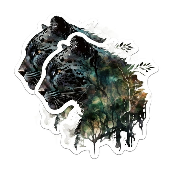 (2 Pack) Panther Jungle Stickers - Cool Animals Wild Wilderness Animal Nature - 5 Inches On Longest Side - Premium Vinyl - for Cars, Trucks, Skateboards, Laptops - Made in USA - BMCS1076