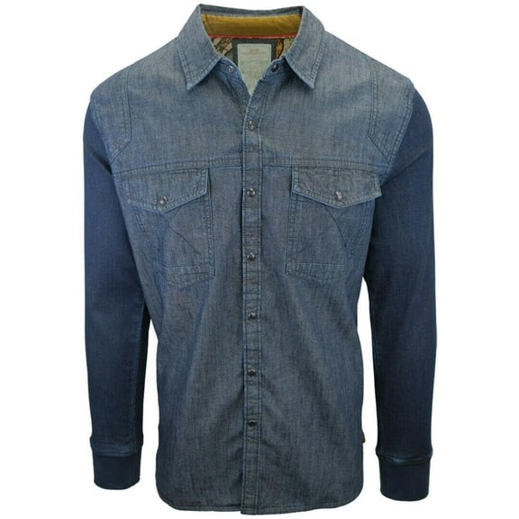 Meridian Line Men's Navy Two Tone L/S Shirt