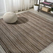 JONATHAN Y TUSCAN SUN 6' Square Area Rug, Finn Farmhouse Pinstripe - Natural/Brown, TSN103A-6SQ