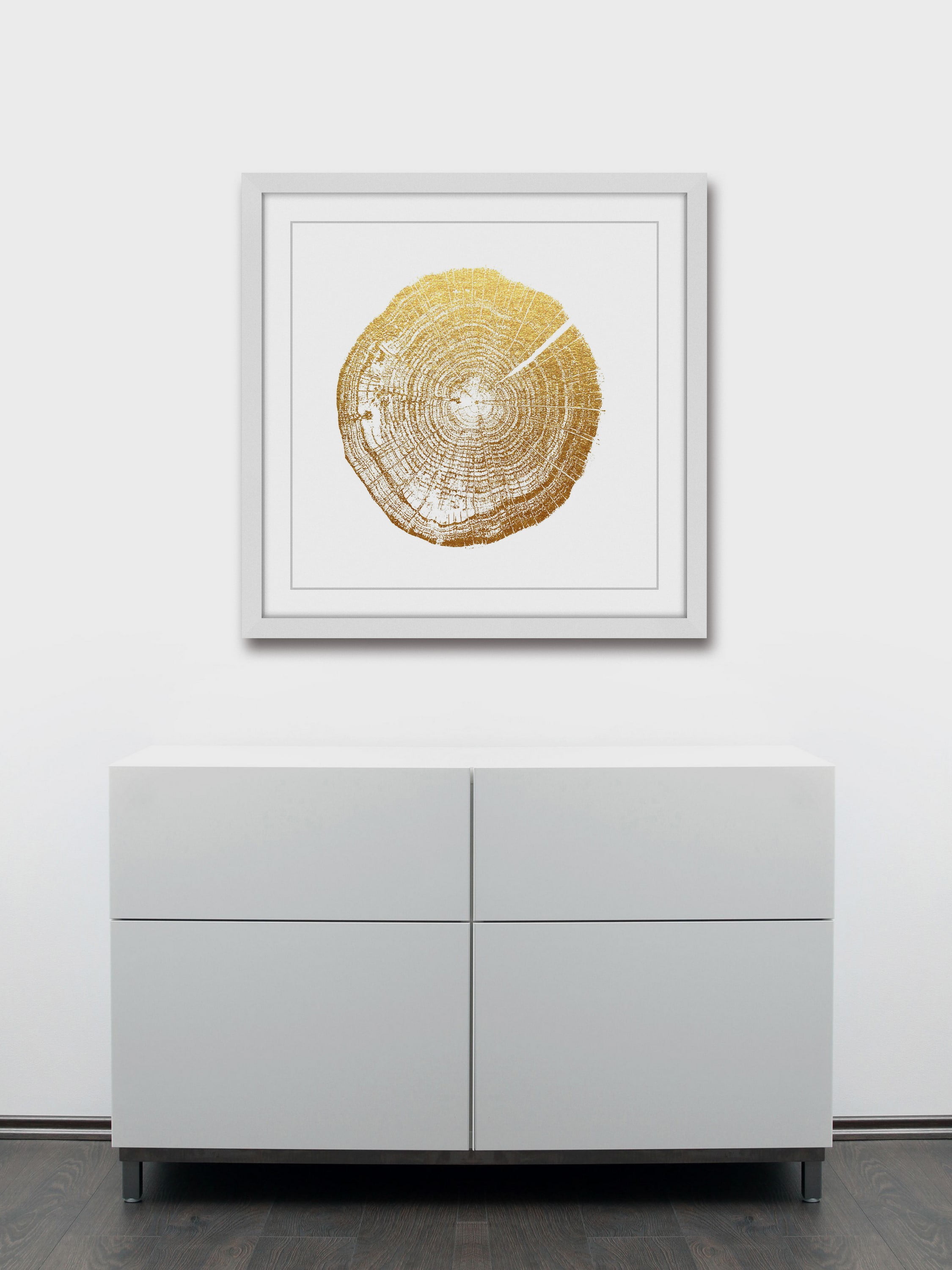 "Log Cutout Gold" Framed Painting Print
