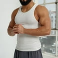thumbnail image 2 of TUOYUAN Mens Ice Silk Ribbed Tank Top Sleeveless Gym Muscle Shirt Activewear Racerback,White,SIZE:L, 2 of 5