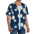 thumbnail image 2 of Sikiie Daisies Flowers Men's Wrinkle Free Untucked Cuban Shirt Business Casual Button Down Shirts Short Sleeve ShirtLarge, 2 of 5
