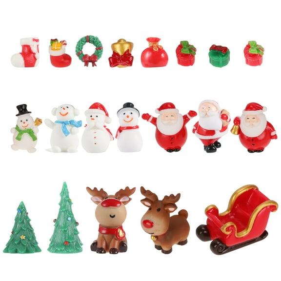 Omeite 20pcs Christmas Craft Snowman Statue Xmas Adornment Christmas Micro Landscape