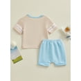 thumbnail image 5 of FEORJGP Infant Baby Boy Summer 2 Piece Set 0-3Y Toddler Short Sleeve T-shirt Contrast Trim Shirt Round Neck Button Tops + Elastic Waist Drawstring Shorts Outfits Newborn Loose Casual Outfit, 5 of 9