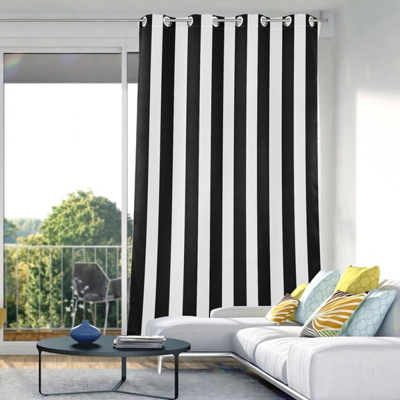 White and Black Stripe Pattern Blackout Curtains 84"x52" Thermal Insulated Curtain 1 Panel
