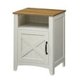 thumbnail image 2 of Benjara Eva 24 Inch Nightstand, 1 Barn Cabinet, Open Top Shelf, White and Brown, 2 of 6