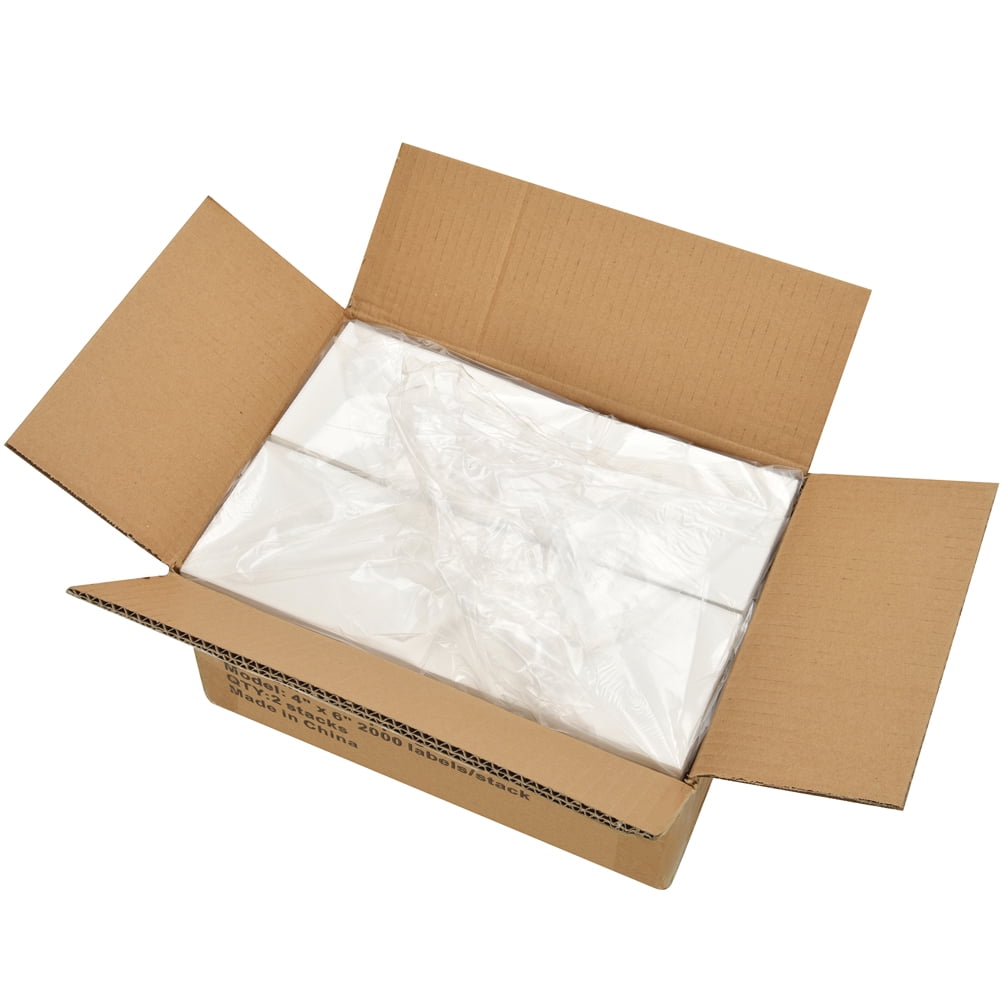 SJPACK 4" x 6" Fanfold Direct Thermal Labels - White Shipping Mailing Postage Labels, Perforated, Permanent Adhesive(4 Stacks - 4000 Labels)