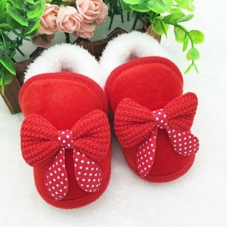 

Cute Baby Girl Soft-soled Walking Shoes Bowknot Pram Crib Winter Warm Sneaker New