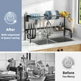 thumbnail image 5 of Costway Over Sink Dish Drying Rack 2 Tier Adjustable (21''-39'') Length w/ 8 Hooks, 5 of 10