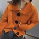 thumbnail image 3 of Suéter de estilo coreano para mujer, chaqueta holgada de punto con solapa y hebilla grande, elegante, para primavera y otoño, 3 of 6