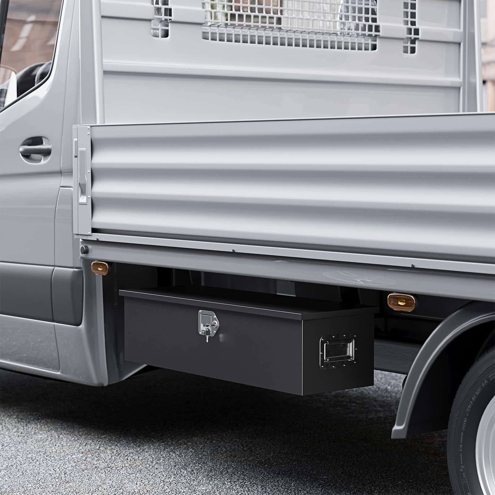 MIIIKO 39 Inch Steel Heavy Duty Truck Bed Tool Box, Trailer Tongue Tool Box with Lock and Keys, Utility Trailer Tool Box for Truck, Pickup, RV, Trailer