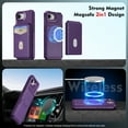 thumbnail image 5 of Dteck Detachable Wallet Case for iPhone 16E 2025 with Stand, Strong Magnetic Card Holder Case Compatible with MagSafe, Shockproof PU Leather RFID Blocking Flip Credit Slots Purse Cover, Purple, 5 of 8