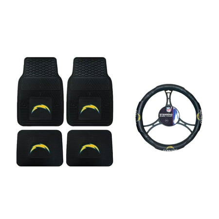 San Diego Chargers Vinyl - San Diego Chargers 2 Front Vinyl Floor Mats And 2 Rear Vinyl Floor Mats With Wheel Cover