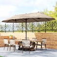 thumbnail image 2 of Outsunny 15' Outdoor Patio Umbrella with Twin Canopy, Brown, 2 of 10