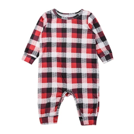 

LisenraIn Christmas Parent-child Pajamas Print Pullover Plaid Trousers Jumpsuit