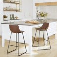 thumbnail image 5 of Dycanpo 30'' Counter Height Bar Stools Set of 4 with Back Faux Leather for Home Kitchen, Brown, 5 of 10