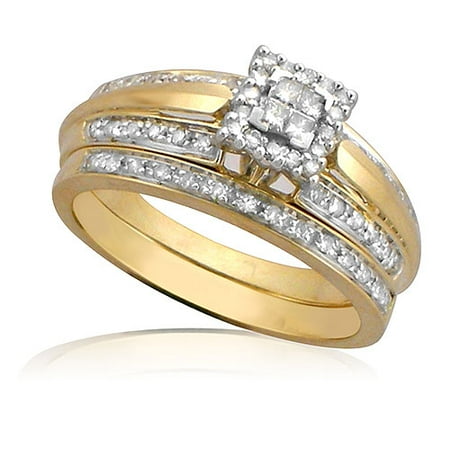 10k Yg Fb 1/3 Cttw Quad Bridal Set