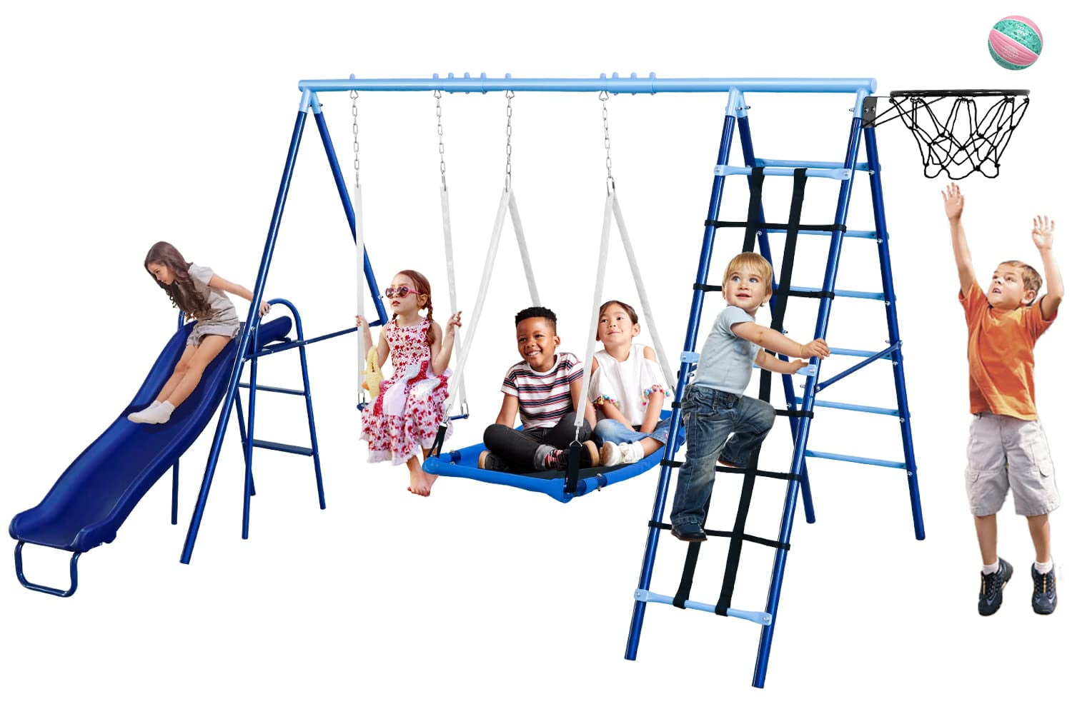 SMkidsport 600lbs Kids Swing Set for Backyard with Heavy Duty AFrame