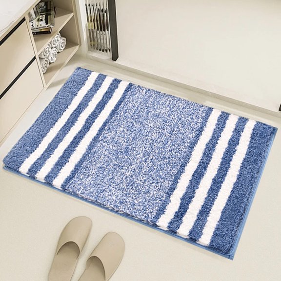sruoe Bathroom Rugs, Bath Mat for Bathroom Floor 1pcs, Bath Mats for Bathroom Floor Non Slip Non Skid, Rectangular Polyester Floor Mat for Bath Door Household, Blue