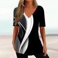 thumbnail image 1 of RWJDXD RWJDXD T-shirt Simple d'Été pour Femmes, Col en V, Manches Courtes, Mode Décontractée, 1 of 7
