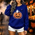 thumbnail image 6 of TKLPEHG Halloween Sweatshirts for Women 2026 Fashion Funny Ghost Jack O Lantern Pumpkin Graphic Sweatshirt Long Sleeve Crewneck Pullover (Blue,XS), 6 of 6