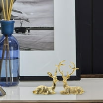 ibasenice 2Pcs Cute Deer Ornament Golden Metal Decoration Nordic Style Indoor Layout