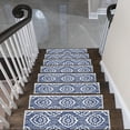 thumbnail image 2 of SussexHome Flower Design 9" X 28" Stair Treads - 150 % Cotton Anti-Slip Carpet Strips for Indoor Stairs-Easy to Install Stair Treads with Double Adhesive Tape-Safe, Extra-Grip, 15-Pack-Navy, 2 of 8