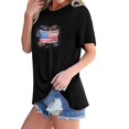 thumbnail image 1 of Fiudx Ofertas de La Semana Camiseta Básica de Verano de Manga Corta Informal para Mujer, Blusa con Estampado Del Día de La Independencia, Cuello Redondo, 1 of 4