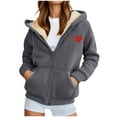 thumbnail image 4 of Under $10 Hoodies for Women, Women's Fashionable Printed Fleece Hooded Sweatshirt Jacket, #5Dark Gray M, 4 of 7