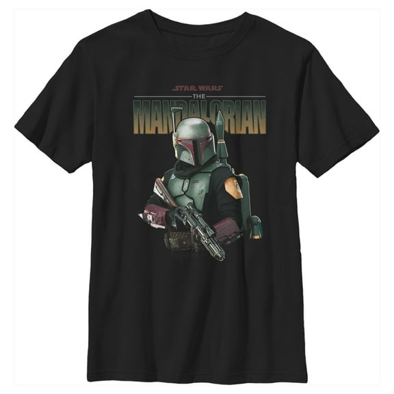 Boy's Star Wars: The Mandalorian Boba Fett Armored Up Graphic Tee Black X Small