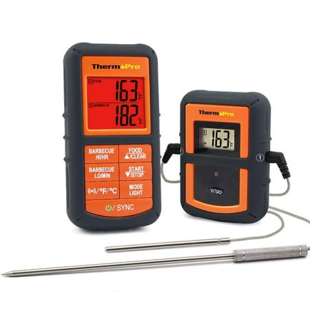 Grill Thermometer Wireless ThermoPro TP08 Wireless Remote Kitchen Cooking Meat Thermometer - Dual Probe for BBQ Smoker Grill Oven - Monitors Food from 300 Feet Away ()