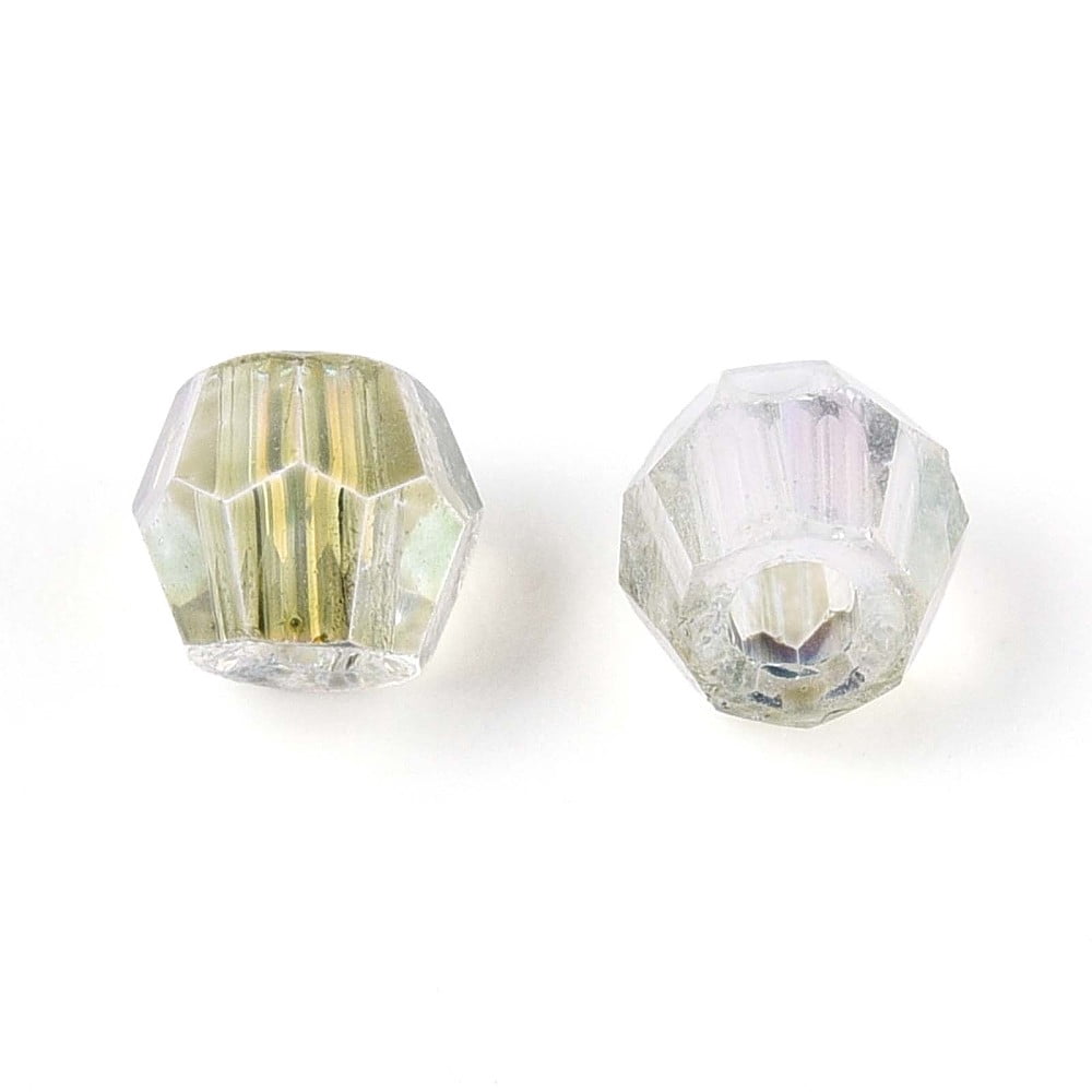 Transparent Spray Painted Glass Beads Cone AB Color Plated Faceted Dark Sea Green 4~4.5x3.5mm Hole: 1.4~1.6mm 15380pcs/1000g