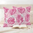 thumbnail image 3 of Pink Palm Leaf Outdoor Waterproof Pillow Covers, Tropical Vintage Grey Summer Plant Decorative Square Throw Pillowcase Sofa Cushion Sham for Patio/Couch/Chair, 20"x20" 2 Pack, 3 of 8