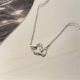 thumbnail image 4 of CILENON Gemstone Necklace Women Double Heart Love Simple Fashion Female Collar Chain Valentine'S Day Gift (Silver,One Size), 4 of 5