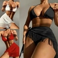 thumbnail image 3 of ZPAQI Sexy 3Pieces Skirt Cover Up Bikini Set String Tie Triangle- Thong Swimsuit, 3 of 15