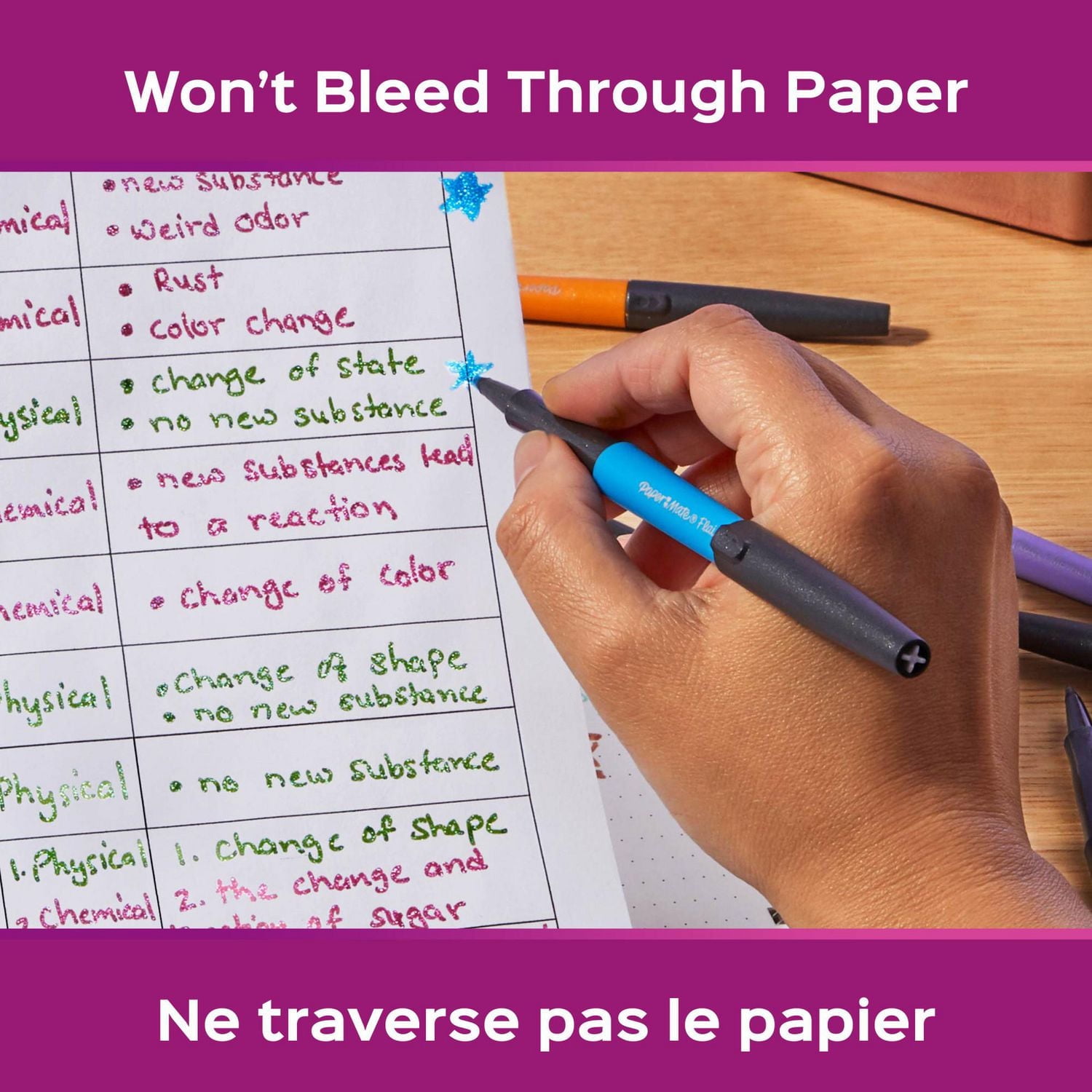 Paper Mate Flair Pens, Metallic Felt Tip Pens, City Lights, Glittery Ink Shines on White Paper, Assorted Colours