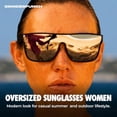 thumbnail image 3 of GRINDERPUNCH Polarized Shield Sunglasses for Men & Women Flat Top Oversized Square Lens UV400 Protection - Silver, 3 of 10