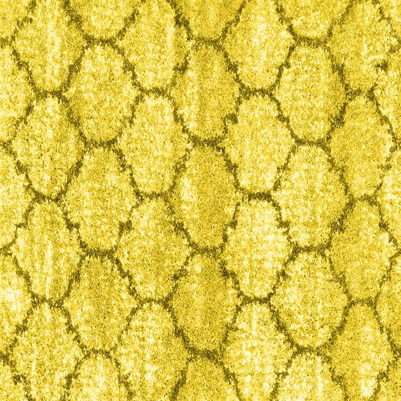 Ahgly Company Machine Washable Indoor Square Trellis Yellow Modern Area Rugs, 3' Square
