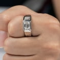 thumbnail image 6 of Silvago Jewel Excellent 1.8 Ct Emerald Cut Lab Created Simulated Diamond Wedding Ring for Men's - 14k White Gold Over Men's Ring - Bezel Set Men's Anniversary Ring - Anniversary Gift for Men's, 6 of 9