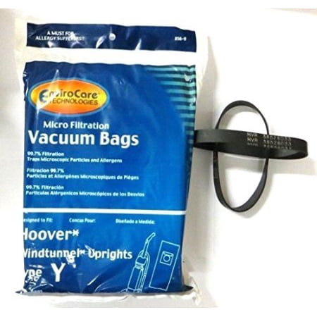 Hoover 856-9 & 38528033 (WindTunnel Upright Type Y Vacuum Microfiltration Bags with Closure 9pk With 2pk Windtunnel Flat Belts, Fits Hoover WindTunnel